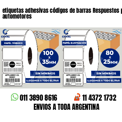 etiquetas adhesivas códigos de barras Respuestos para automotores