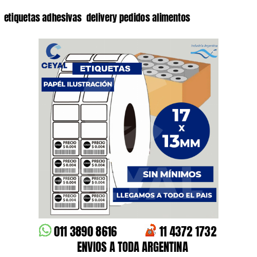 etiquetas adhesivas  delivery pedidos alimentos