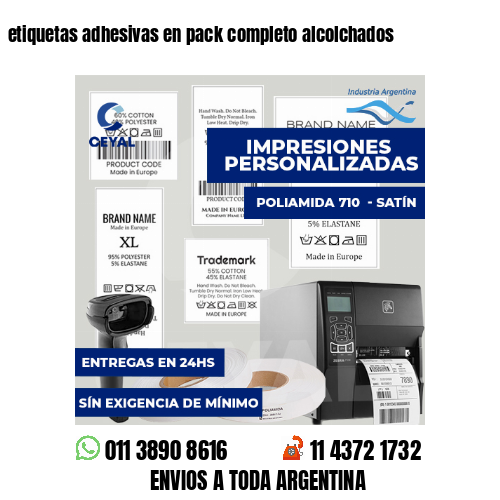 etiquetas adhesivas en pack completo alcolchados