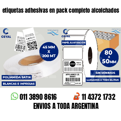 etiquetas adhesivas en pack completo alcolchados
