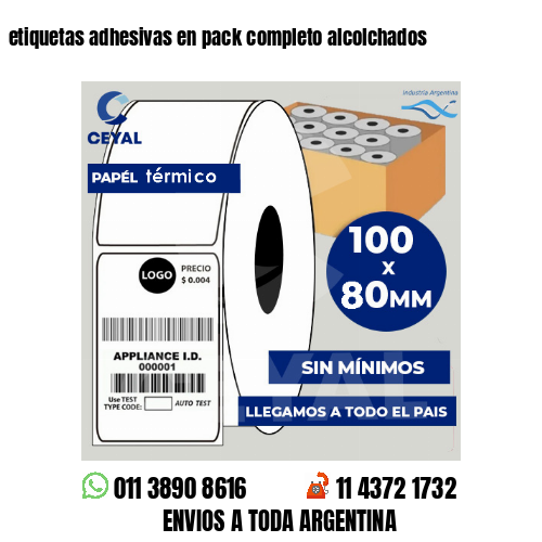 etiquetas adhesivas en pack completo alcolchados