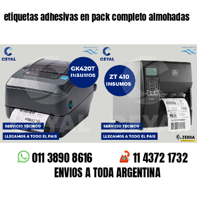 etiquetas adhesivas en pack completo almohadas