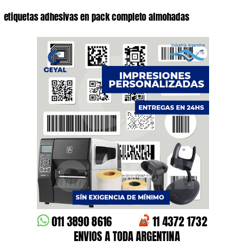 etiquetas adhesivas en pack completo almohadas