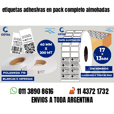 etiquetas adhesivas en pack completo almohadas