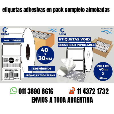 etiquetas adhesivas en pack completo almohadas