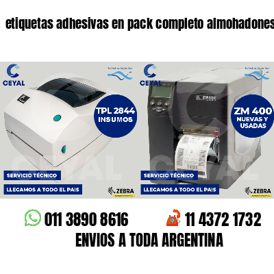 etiquetas adhesivas en pack completo almohadones