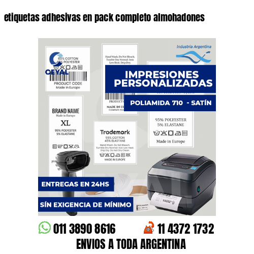 etiquetas adhesivas en pack completo almohadones