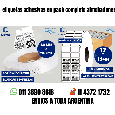 etiquetas adhesivas en pack completo almohadones
