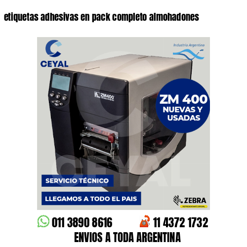 etiquetas adhesivas en pack completo almohadones