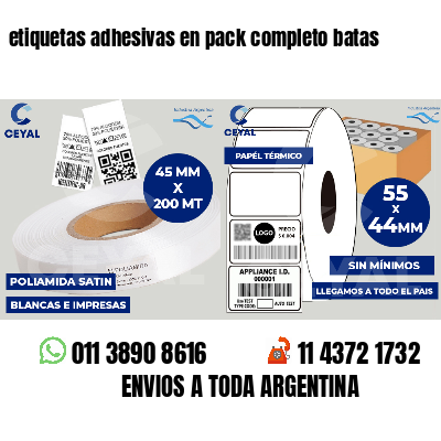 etiquetas adhesivas en pack completo batas