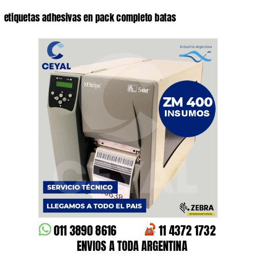etiquetas adhesivas en pack completo batas