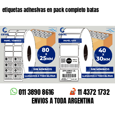 etiquetas adhesivas en pack completo batas
