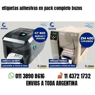 etiquetas adhesivas en pack completo buzos