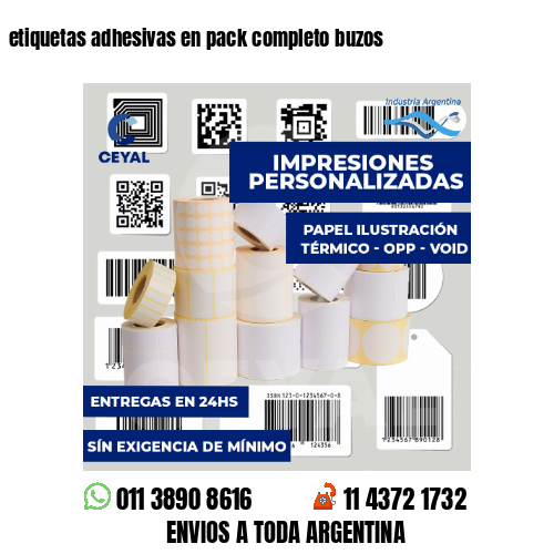 etiquetas adhesivas en pack completo buzos