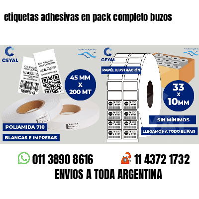 etiquetas adhesivas en pack completo buzos