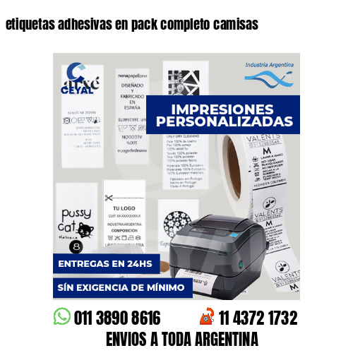etiquetas adhesivas en pack completo camisas