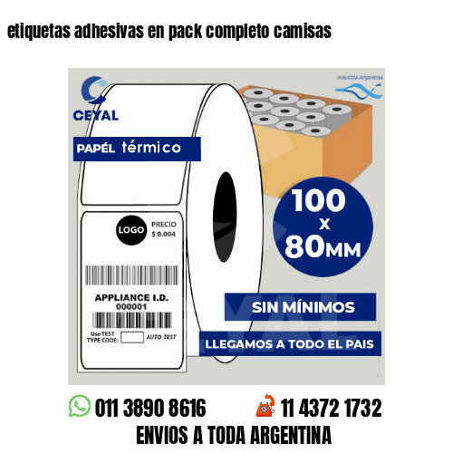 etiquetas adhesivas en pack completo camisas