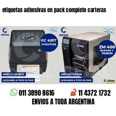 etiquetas adhesivas en pack completo carteras