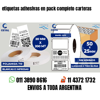 etiquetas adhesivas en pack completo carteras