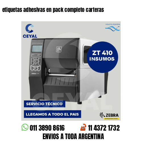 etiquetas adhesivas en pack completo carteras
