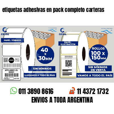 etiquetas adhesivas en pack completo carteras