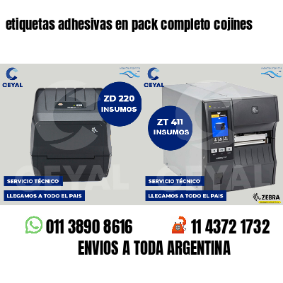 etiquetas adhesivas en pack completo cojines