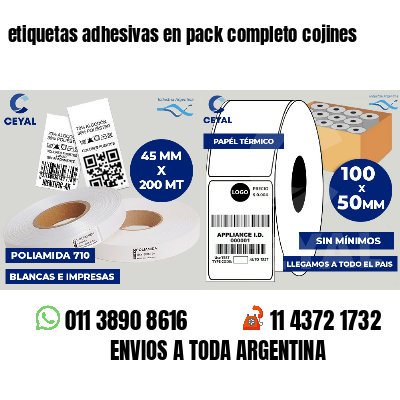 etiquetas adhesivas en pack completo cojines