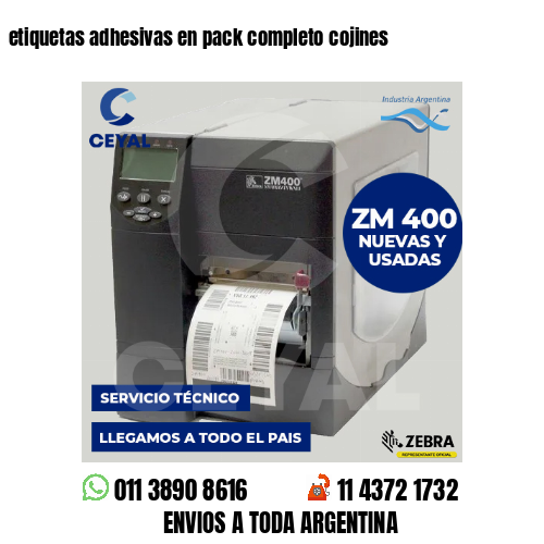 etiquetas adhesivas en pack completo cojines