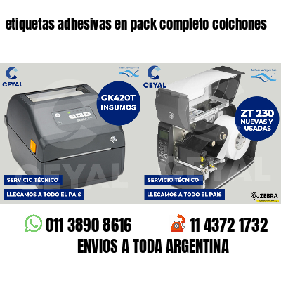 etiquetas adhesivas en pack completo colchones