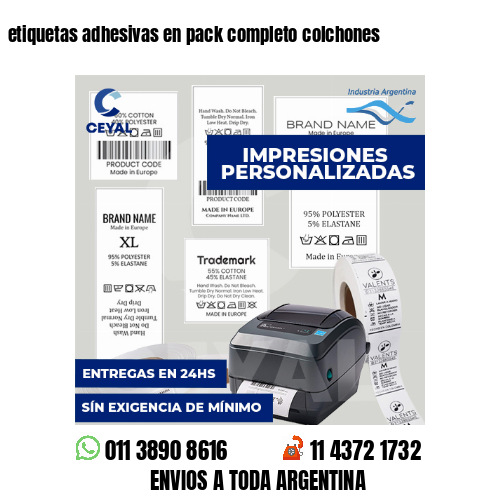 etiquetas adhesivas en pack completo colchones