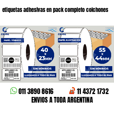 etiquetas adhesivas en pack completo colchones