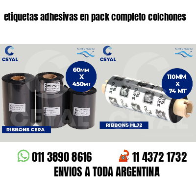 etiquetas adhesivas en pack completo colchones