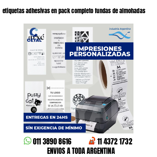 etiquetas adhesivas en pack completo fundas de almohadas
