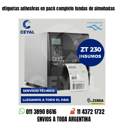 etiquetas adhesivas en pack completo fundas de almohadas