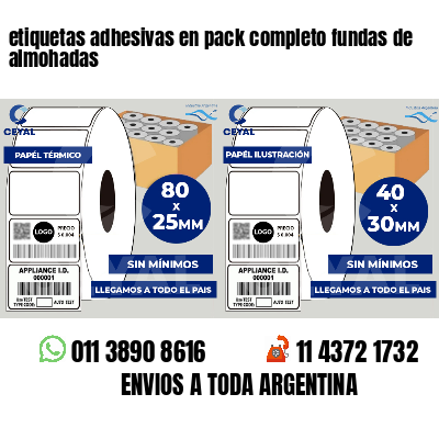 etiquetas adhesivas en pack completo fundas de almohadas