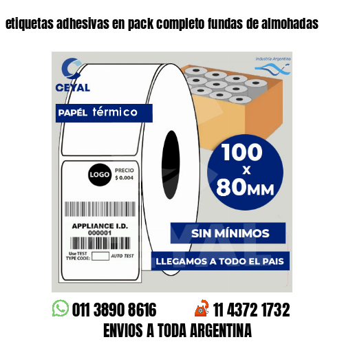 etiquetas adhesivas en pack completo fundas de almohadas