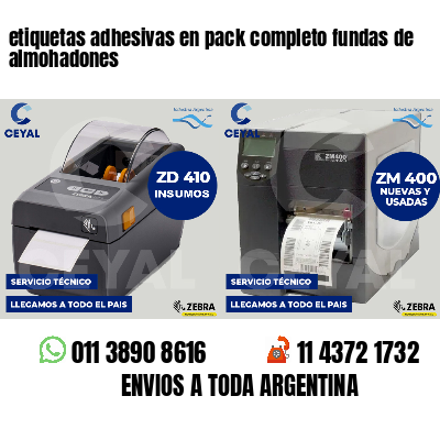 etiquetas adhesivas en pack completo fundas de almohadones