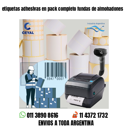 etiquetas adhesivas en pack completo fundas de almohadones
