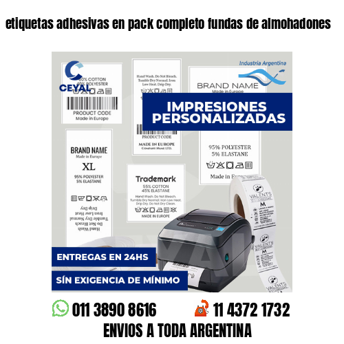 etiquetas adhesivas en pack completo fundas de almohadones