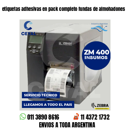 etiquetas adhesivas en pack completo fundas de almohadones