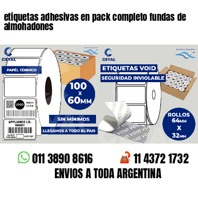 etiquetas adhesivas en pack completo fundas de almohadones