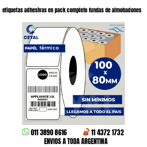 etiquetas adhesivas en pack completo fundas de almohadones