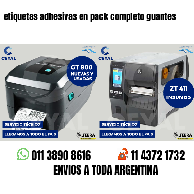 etiquetas adhesivas en pack completo guantes