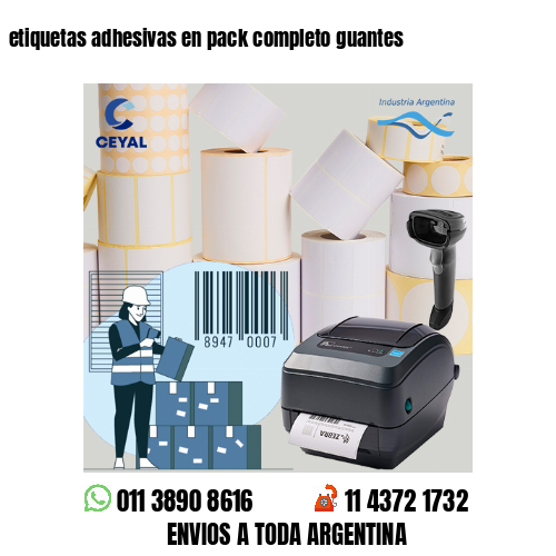 etiquetas adhesivas en pack completo guantes