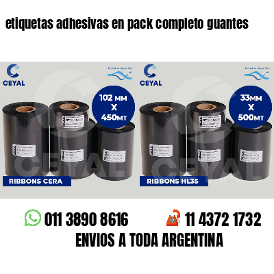 etiquetas adhesivas en pack completo guantes