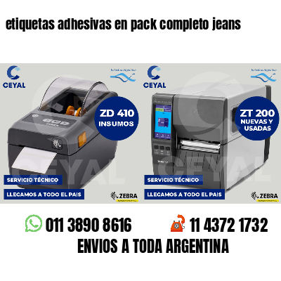 etiquetas adhesivas en pack completo jeans