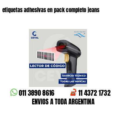 etiquetas adhesivas en pack completo jeans