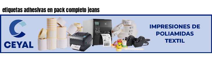 etiquetas adhesivas en pack completo jeans