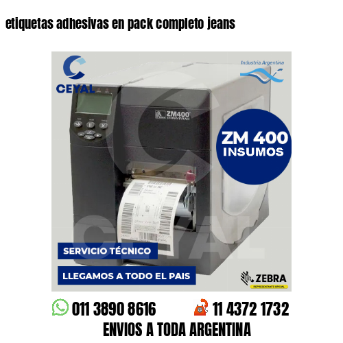 etiquetas adhesivas en pack completo jeans