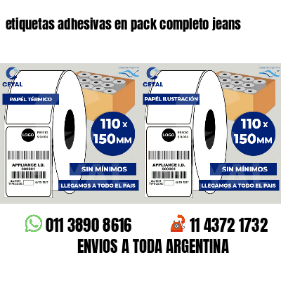 etiquetas adhesivas en pack completo jeans